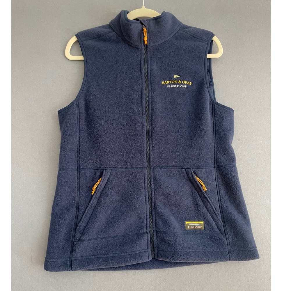 L.L. Bean Women M Fleece Vest Navy Blue Zip Mariners Club‎ Logo Boat Gorpcore * - Picture 6 of 14